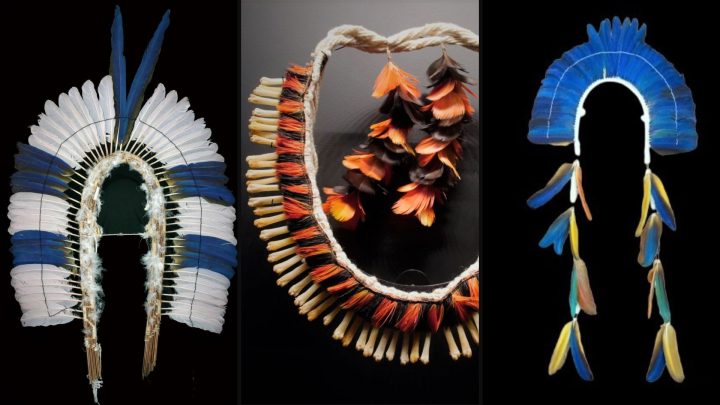 Centro Cultural dos Povos da Amazônia recebe a aclamada exposição "Juruti - Festival das Tribos" 1 montagem cocares