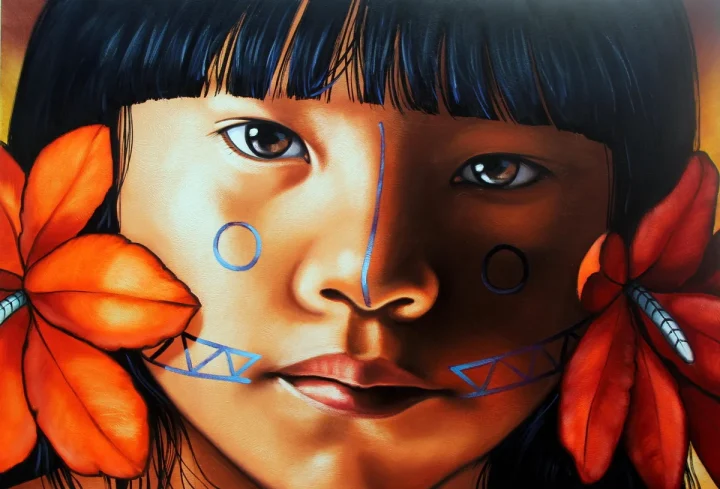 pintura de indio oleo sobre tela