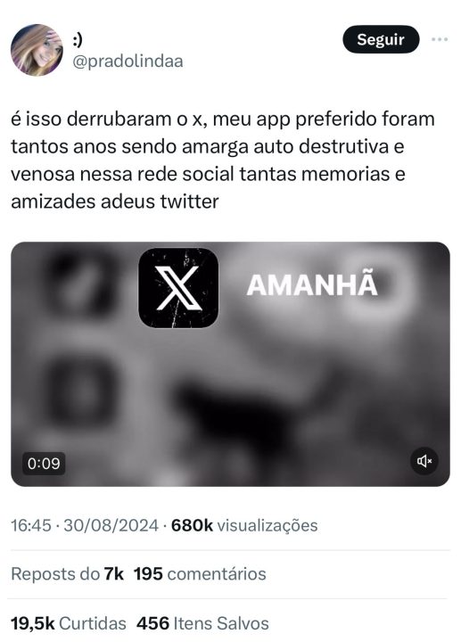 Usuários se despedem da rede social X após determinação de suspensão 3 WhatsApp Image 2024 08 31 at 08.43.26