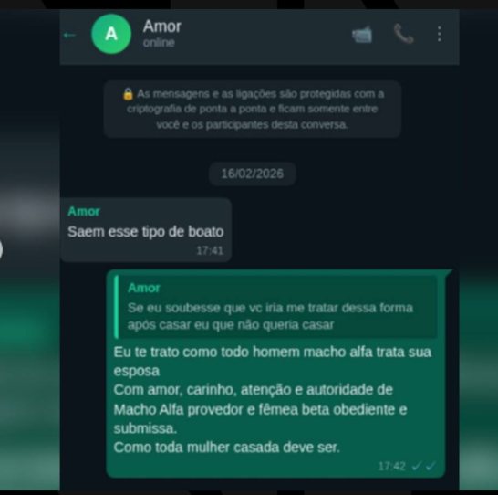 “Fêmea Beta Submissa”: Mensagens expõem terror psicológico de Tenente-Coronel contra esposa policial 1 Captura de tela 2026 03 19 171724