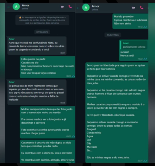 “Fêmea Beta Submissa”: Mensagens expõem terror psicológico de Tenente-Coronel contra esposa policial 2 Captura de tela 2026 03 19 171747